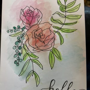 Biglietto floreale fatto a mano per tutte le occasioni/incoraggiamento/ringraziamento