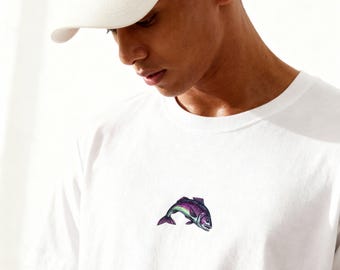 Minimal Fish Print Organic Cotton T-Shirt | Unisex Sustainable Streetwear Tee
