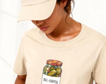 Organic Cotton Gherkin Jar T-Shirt | Dill-Lightful Pun Graphic Tee