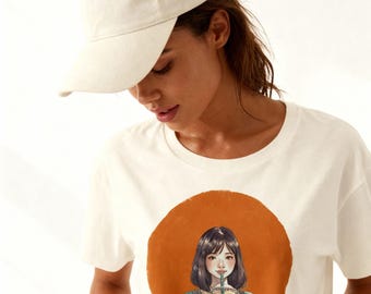 Women’s Graphic Crop Top | Relaxed Fit Cotton Tee | Art Print Cropped Shirt