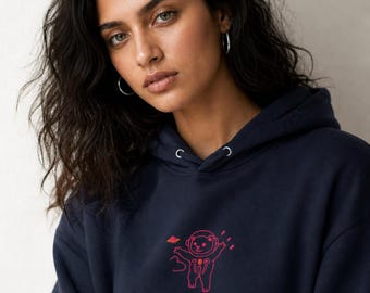 Astrobear Organic Cotton Hoodie – Unisex Eco Streetwear, Embroidered Minimalist Hoodie