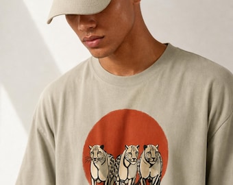Oversized T-Shirt | Vintage Leopard Graphic Tee | Heavyweight 100% Cotton Streetwear | Boxy Relaxed Fit