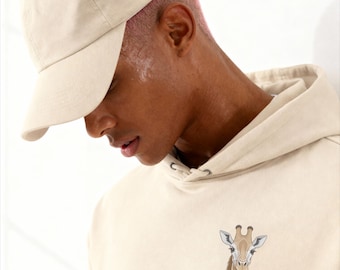 Eco Organic Cotton Hoodie • Minimalist Giraffe Illustration • Unisex Fit • Animal Design