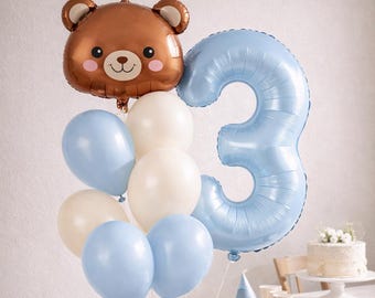 Bouquet di palloncini con orsetto, palloncino per il primo compleanno dell'orso, palloncini con orsetto, forniture per feste con orsetto, decorazioni per il primo compleanno dell'orso, baby shower, palloncino con orsetto