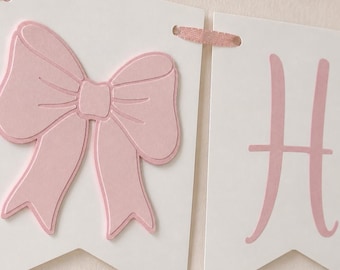 pink bow birthday banner pink bow first birthday decorations coquette first birthday theme coquette birthday pink bow highchair banner