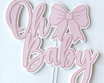 pink bow oh baby cake topper coquette cake topper bow cake topper coquette party decor baby shower cake topper coquette party decor