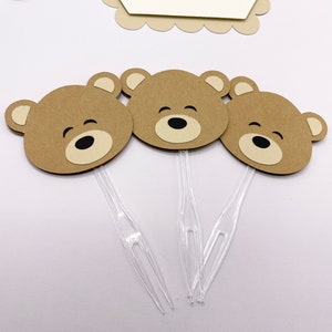 Teddy bear cupcake toppers bear party decorations bear birthday decor bearly one theme we can bearly wait baby shower bear theme decorations