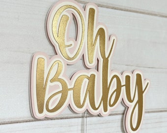 Oh baby cake topper oh baby theme baby shower pink and gold baby shower decorations baby shower girl theme oh baby cupcake toppers