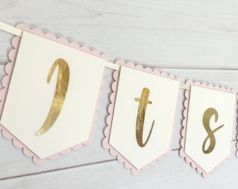 It's a girl banner it's a girl gender reveal meisje babyshower meisje decor het is een meisje slinger meisje babyshower baby meisje decoraties roze goud