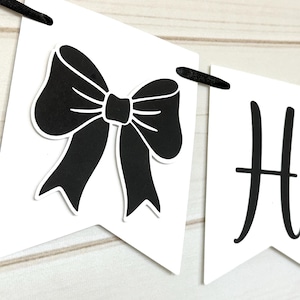 striscione di buon compleanno con fiocco nero, decorazioni di compleanno con fiocco nero, striscione di compleanno con fiocco nero, decorazioni di addio al nubilato con fiocco nero
