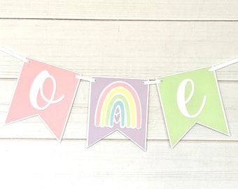 Rainbow highchair banner, rainbow smash cake banner, rainbow party decorations, rainbow first birthday decor, rainbow decorations pastel