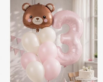 Bouquet di palloncini con orsetto, palloncino per il primo compleanno dell'orso, palloncini con orsetto, forniture per feste con orsetto, decorazioni per il primo compleanno dell'orso, baby shower, palloncino con orsetto