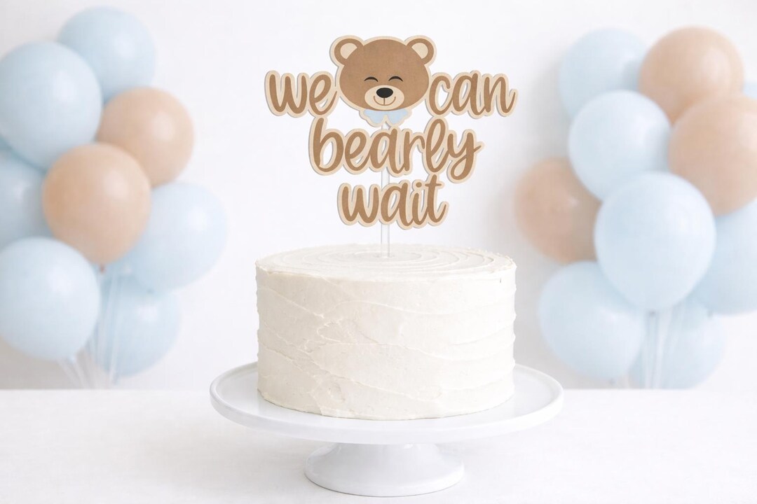 We Can Bearly Wait Cake Topper Teddy Bear Baby Shower Oh Baby Bear ...