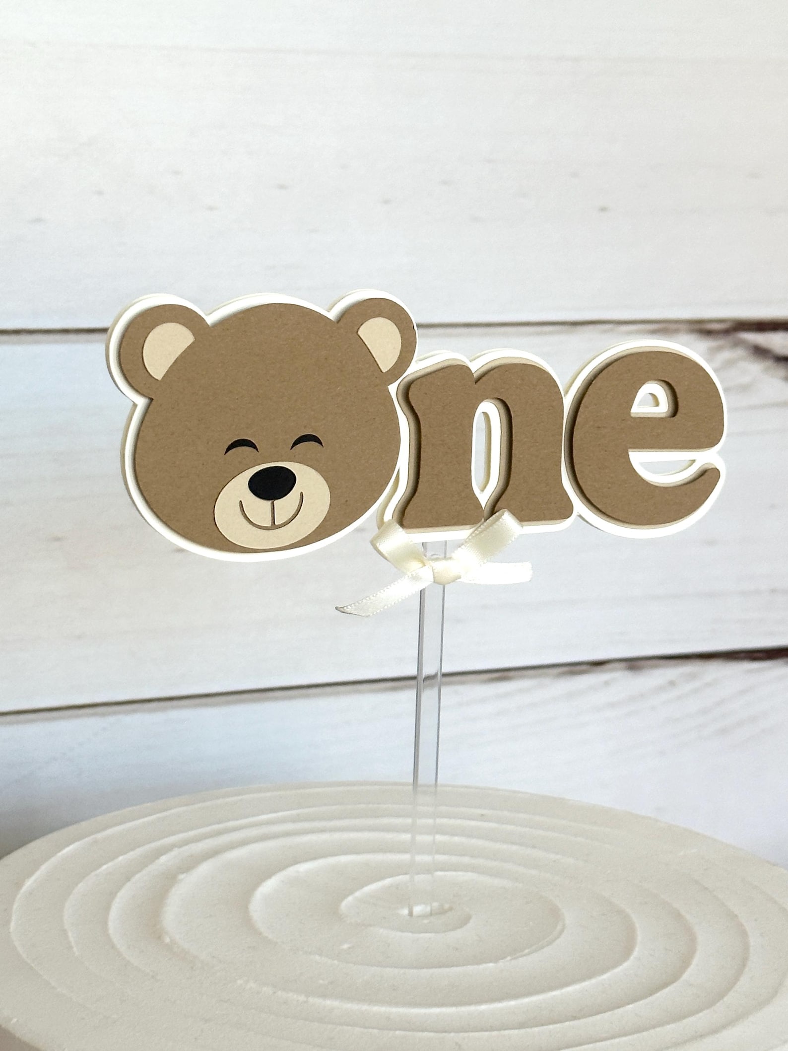 Teddy Bear First Birthday Cake Topper Neutral Bearly One Smash Cake ...