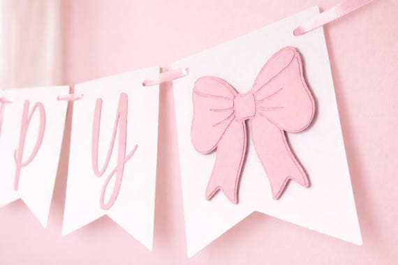 Pink bow oh baby banner bow oh baby garland coquette baby shower banner coquette garland pink bow  gender reveal coquette party decor bow