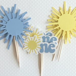Sun cupcake topper sun you are my sunshine party decor sun here comes the son baby shower first trip around the sun decorations