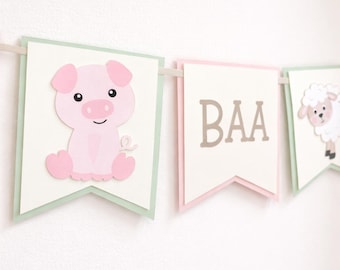 Oink baa moo, ho due anni, striscione di compleanno, Oink baa moo, tema del secondo compleanno, tema della fattoria, decorazioni per compleanno, decorazioni per animali da fattoria in cortile