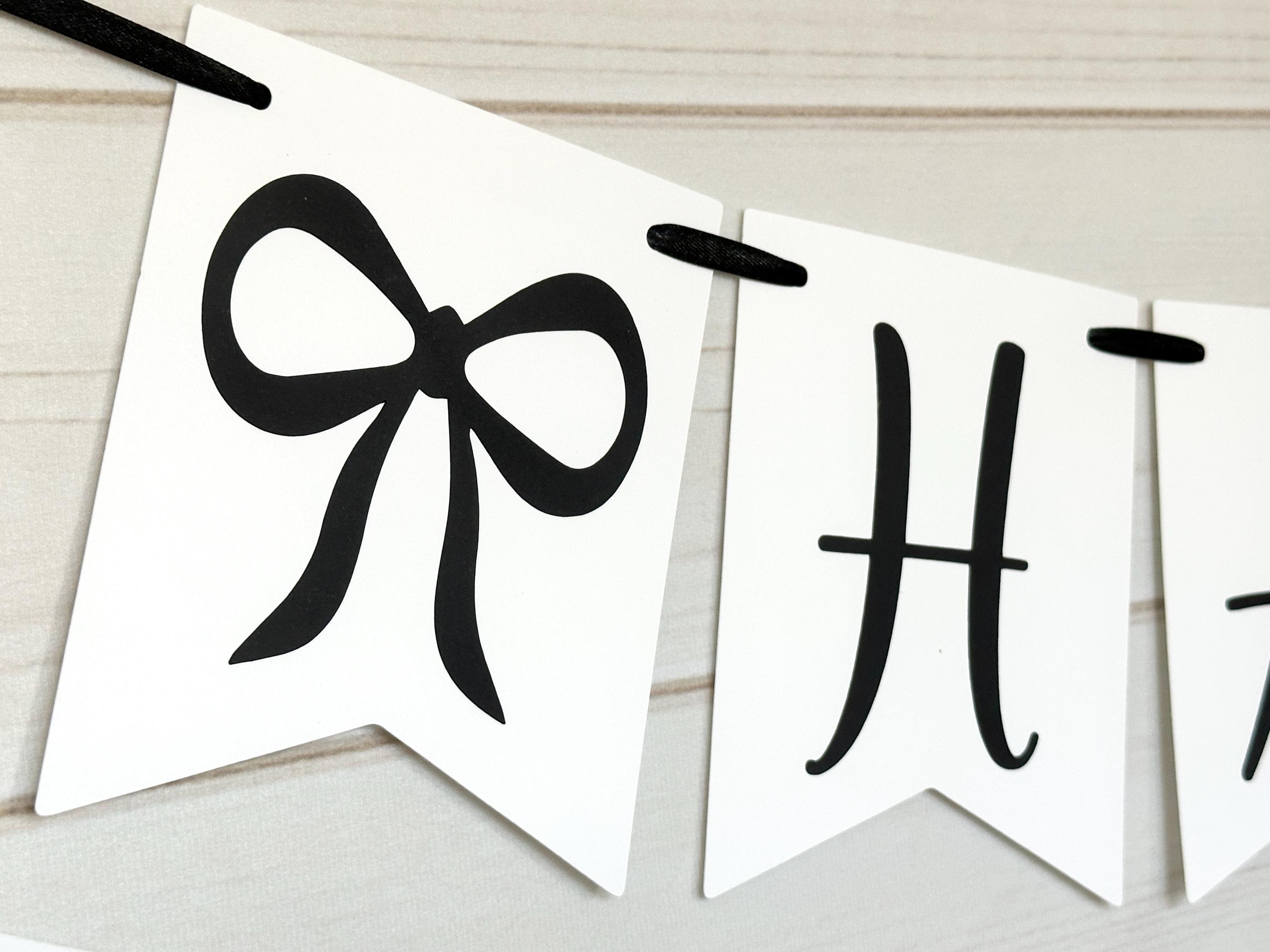black bow happy birthday banner black coquette bow birthday decorations coquette birthday banner coquette bridal shower black bow banner