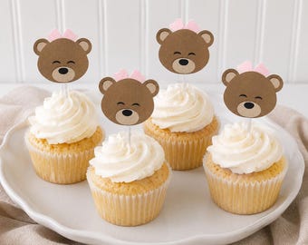 Teddy bear cupcake toppers bear first birthday decorations bear teddy bear we can bearly wait beary first birthday bear baby shower