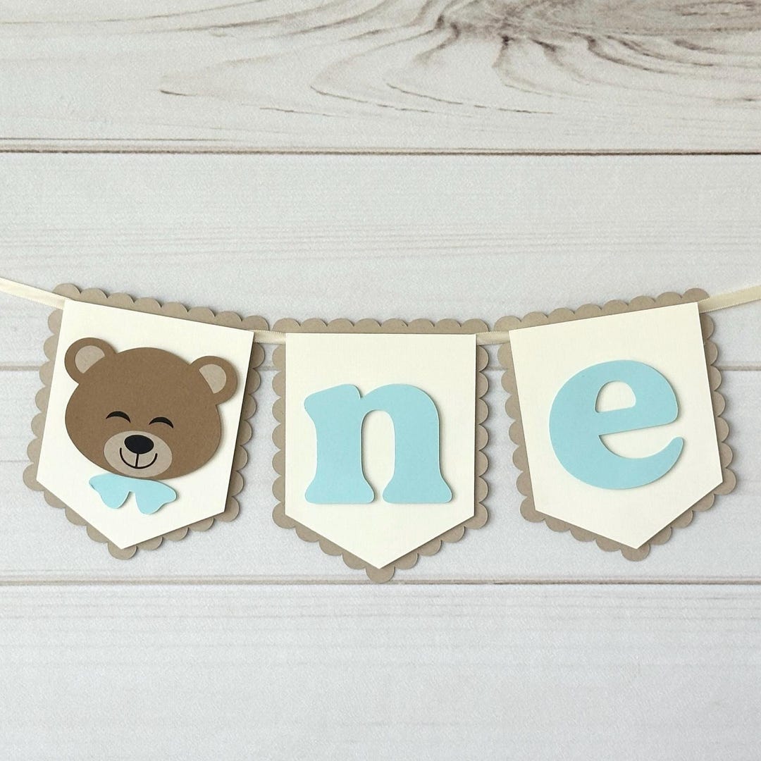 Beary First Birthday Bear Highchair Banner Bear Smash Cake Banner Bear ...