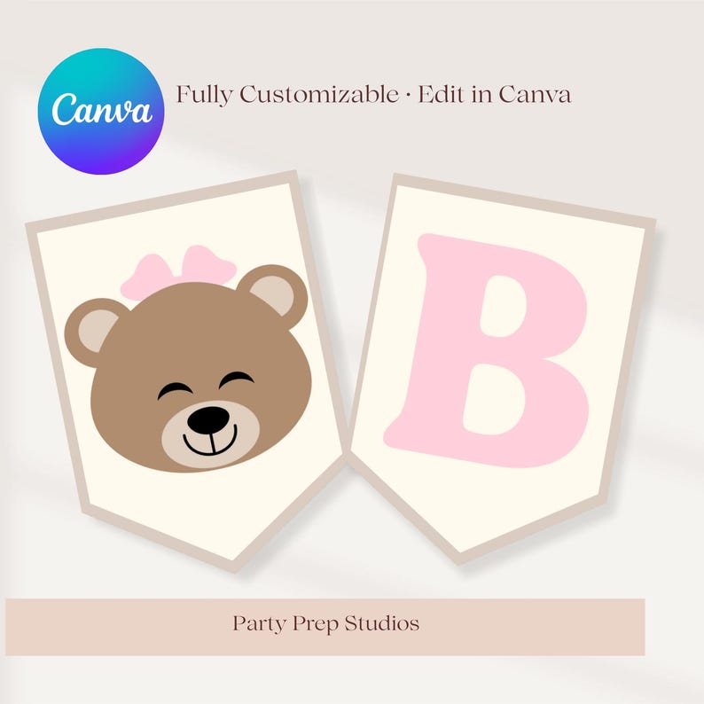 Editable Beary First Birthday Banner Bear Birthday Banner Custom ...