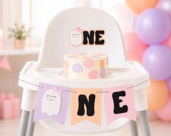 Spooky one cake topper ghost first birthday two spooky cake topper halloween first birthday decorations little boo pastel halloween birthday