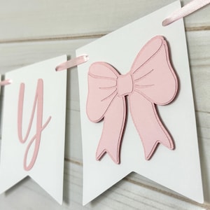 Pink bow oh baby banner bow oh baby garland coquette baby shower banner coquette garland pink bow  gender reveal coquette party decor bow