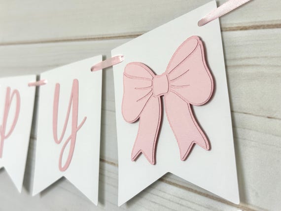 Pink bow oh baby banner bow oh baby garland coquette baby shower banner coquette garland pink bow  gender reveal coquette party decor bow