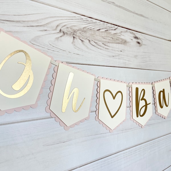 Oh baby pink and gold banner baby shower banner baby girl shower decoration gender reveal banner oh baby garland its a girl decorations