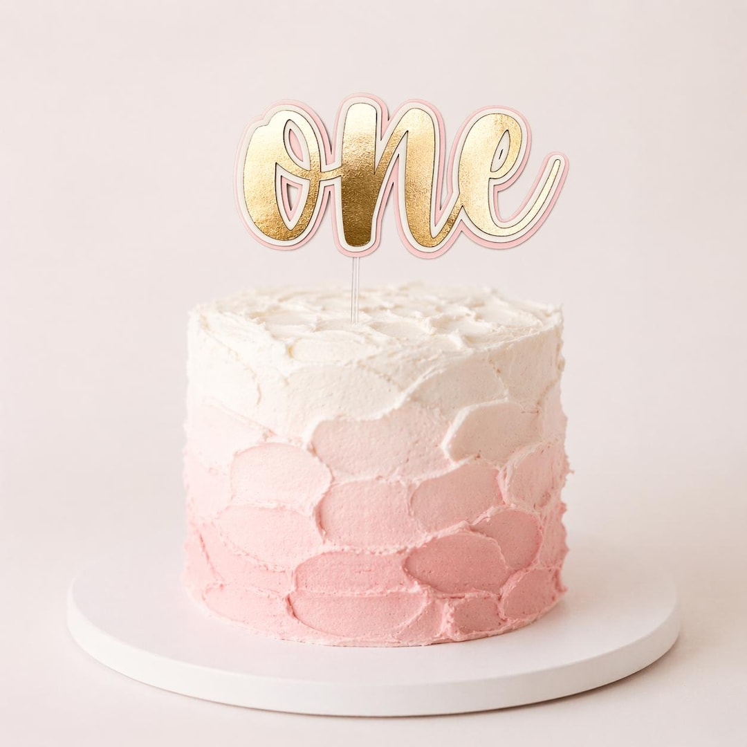 Pink and Gold One Cake Topper Pink and Gold First Birthday Decorations ...