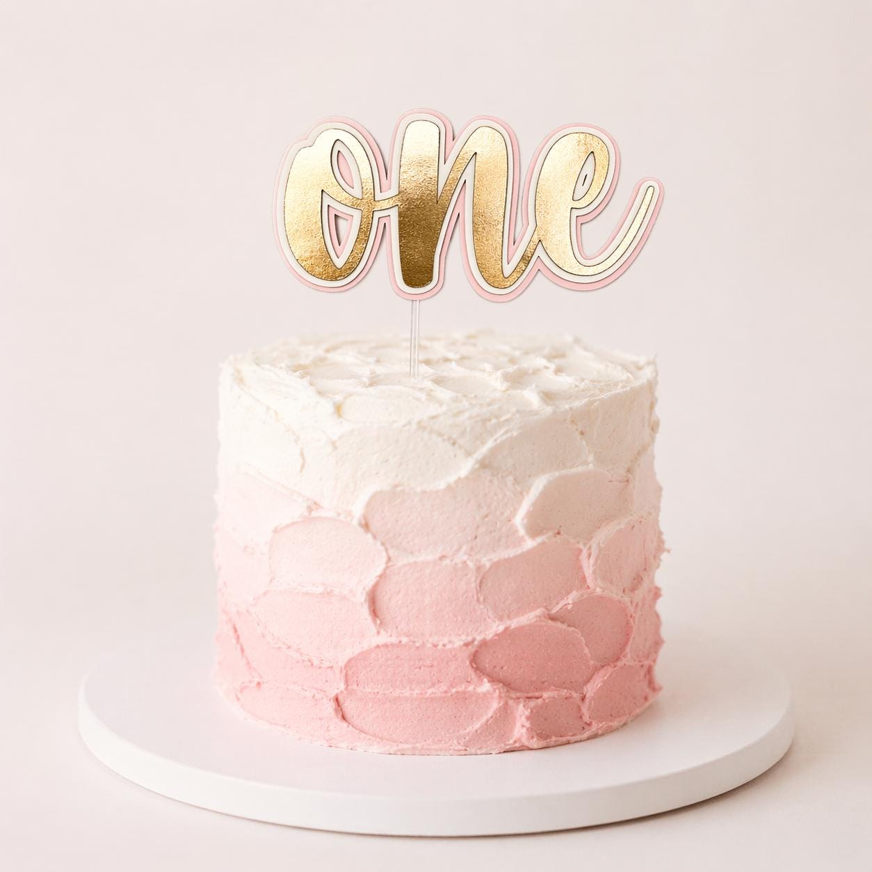 Pink and Gold One Cake Topper Pink and Gold First Birthday Decorations ...