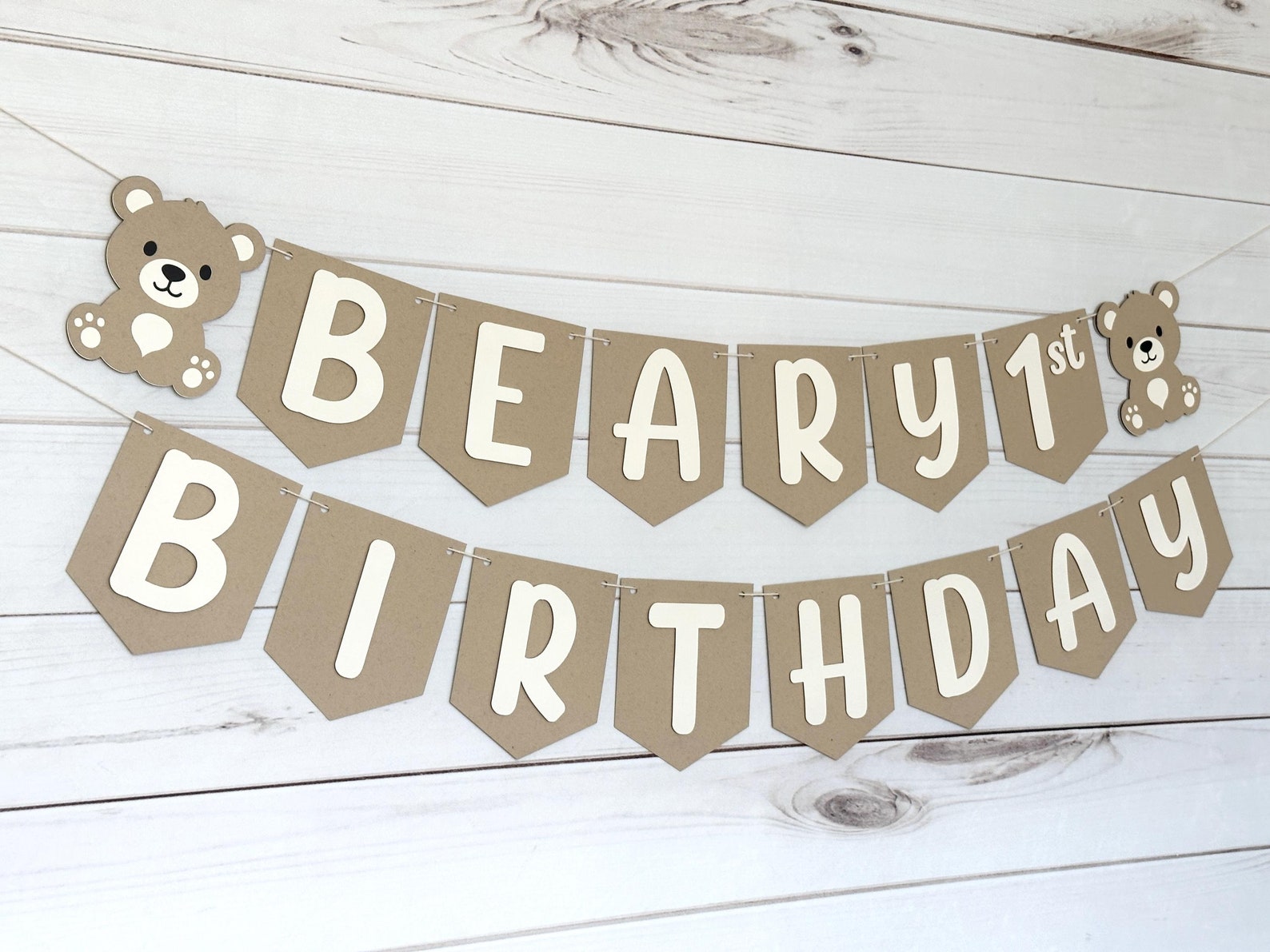 Beary First Birthday Banner Bear Decorations Bearly One Decorations ...