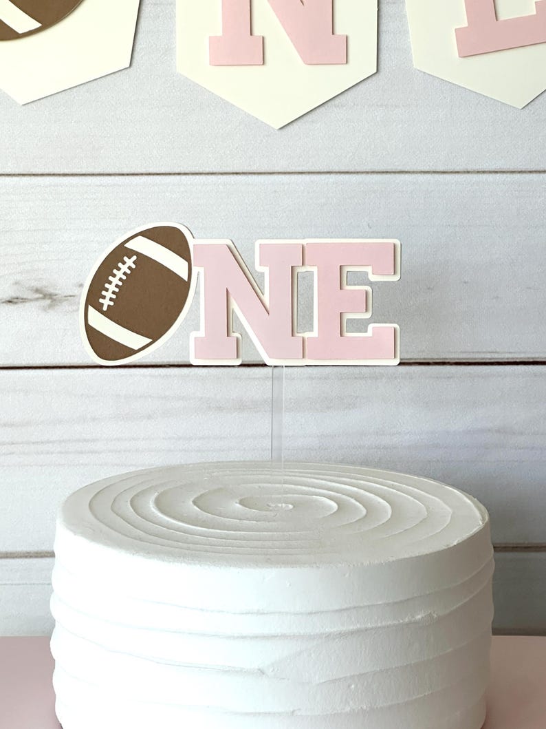 girl first year down party girl football birthday decorations girl football cake topper girl pink football cake topper first year down girl banner football pink