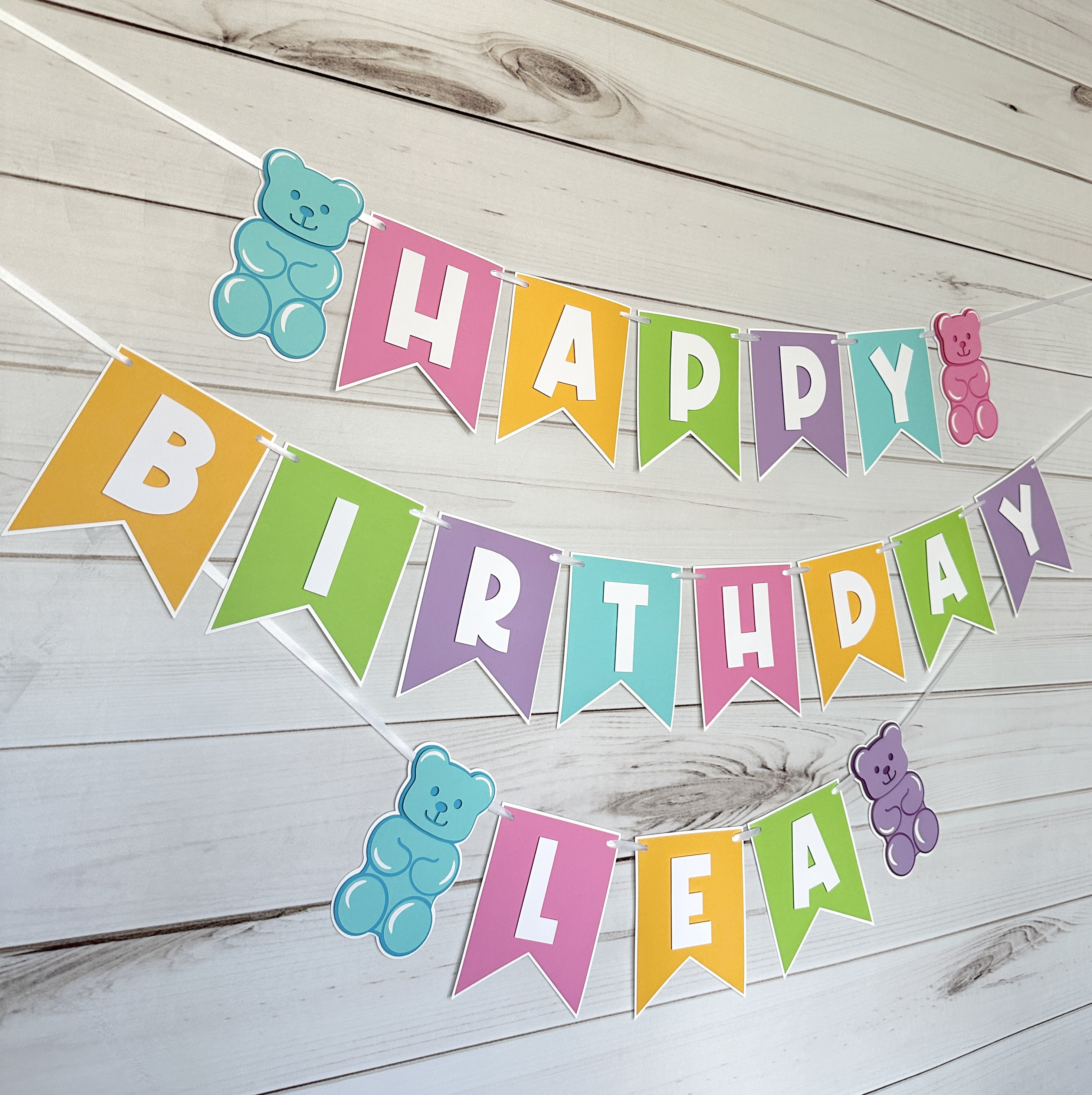 Gummy Bear Happy Birthday Banner Bear Banner Beary First - Etsy