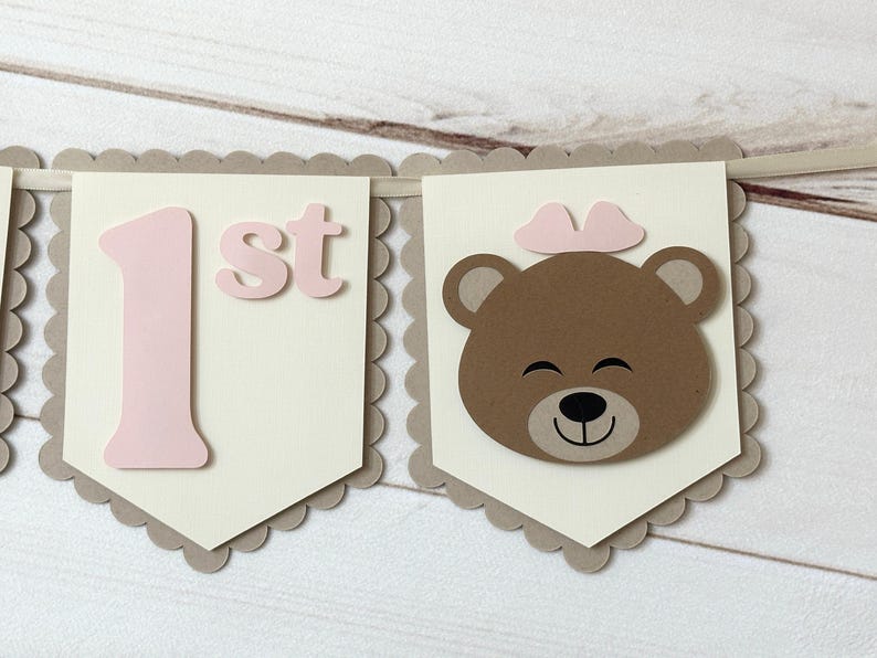 Beary First Birthday Banner Bear Decorations Bearly One Decorations ...