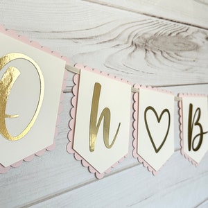 Oh baby pink and gold banner baby shower banner baby girl shower decoration gender reveal banner oh baby garland its a girl decorations