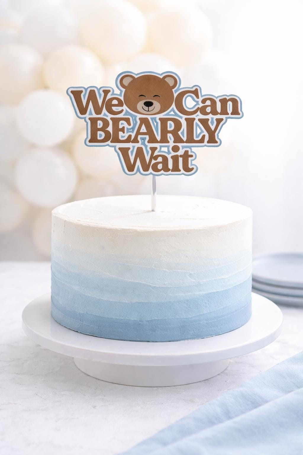 We Can Bearly Wait Cake Topper Teddy Bear Baby Shower Oh Baby Bear ...