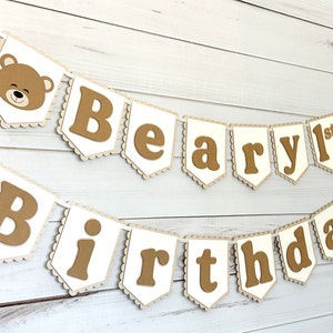 Beary First Birthday Banner Bear Decorations Bearly One Decorations ...