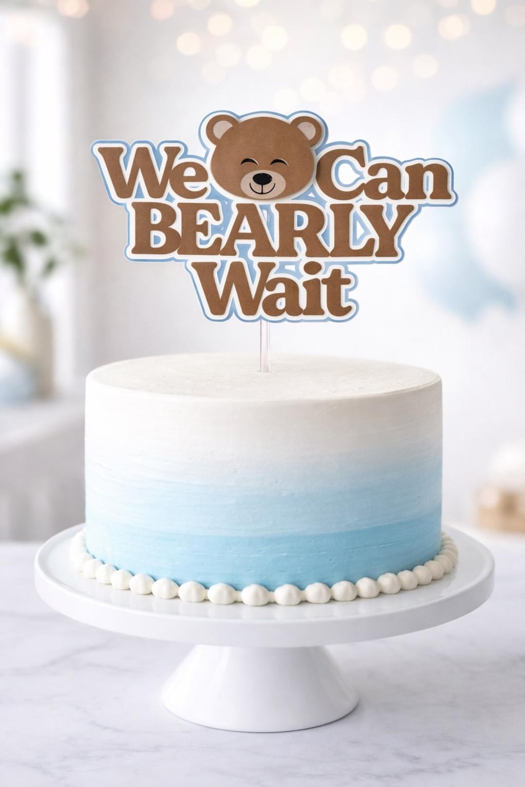 We Can Bearly Wait Cake Topper Teddy Bear Baby Shower Oh Baby Bear ...