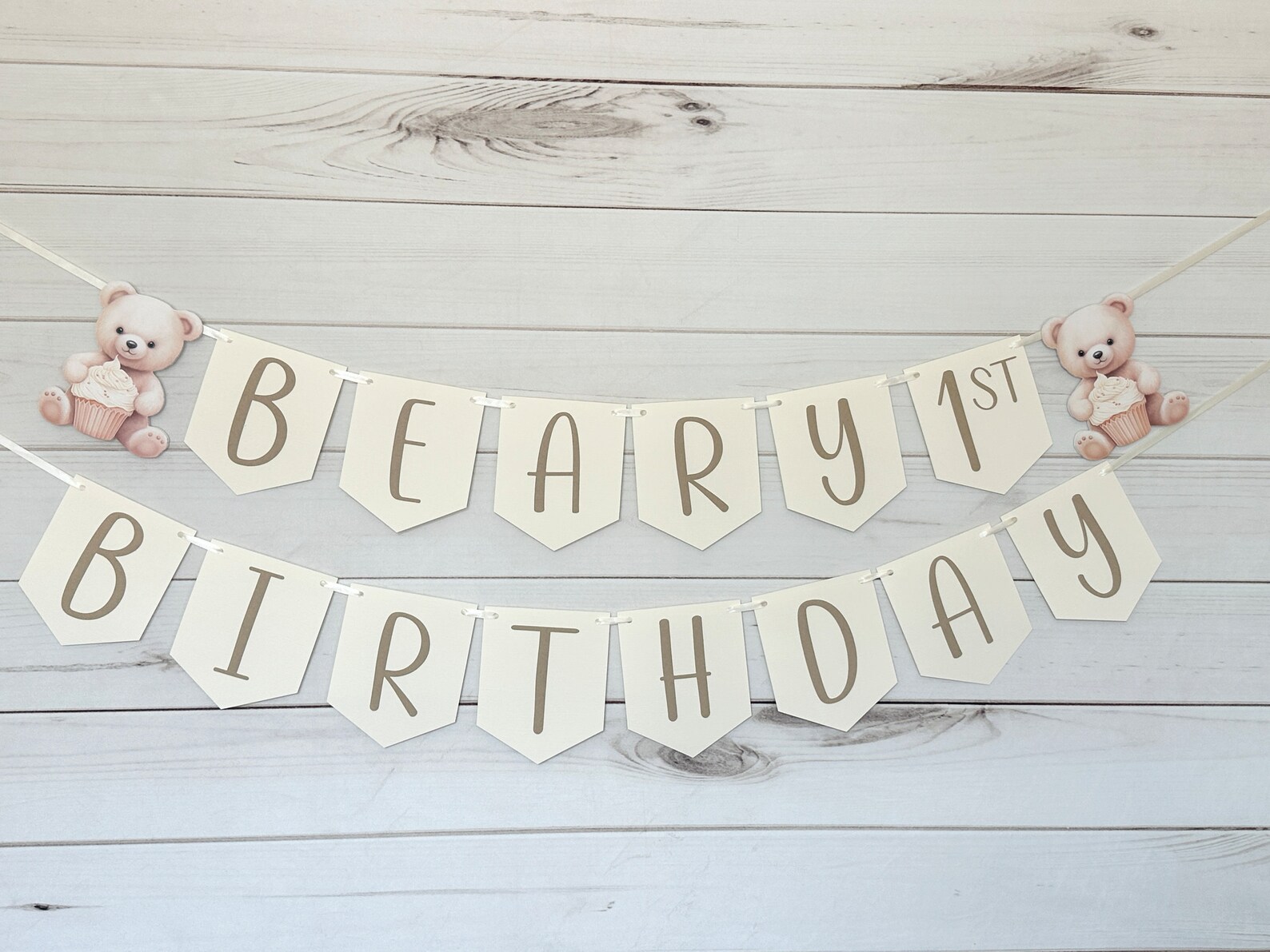 Beary First Birthday Banner Bear Decorations Bearly One Decorations ...