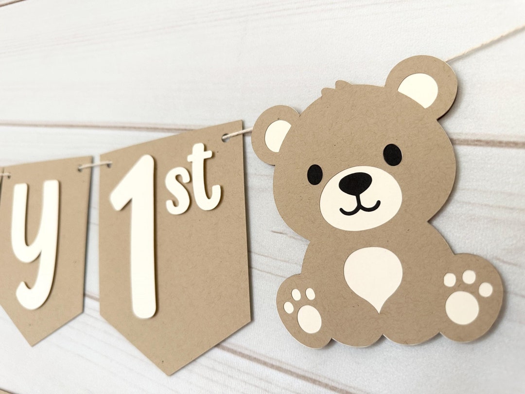 Beary First Birthday Banner Bear Decorations Bearly One Decorations ...