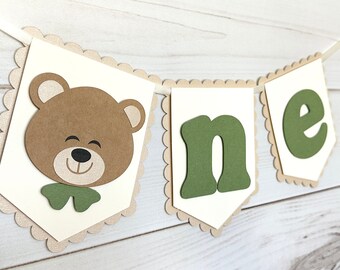 Teddy bear one highchair banner teddy bear party decor bear smash cake banner bearly one highchair banner bear garland teddy bear birthday