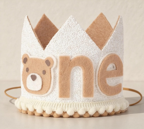 Teddybär-Kegelhut Zum 1. Geburtstag – Mit Bommel, Verstellbarem Band, Für Wald- & Tierpartys