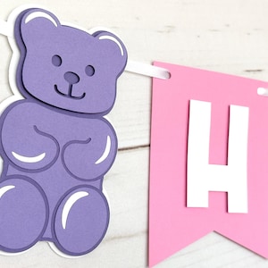 Gummy bear happy birthday banner bear banner beary first birthday party decor bear girl birthday decor bear garland bearly one decorations