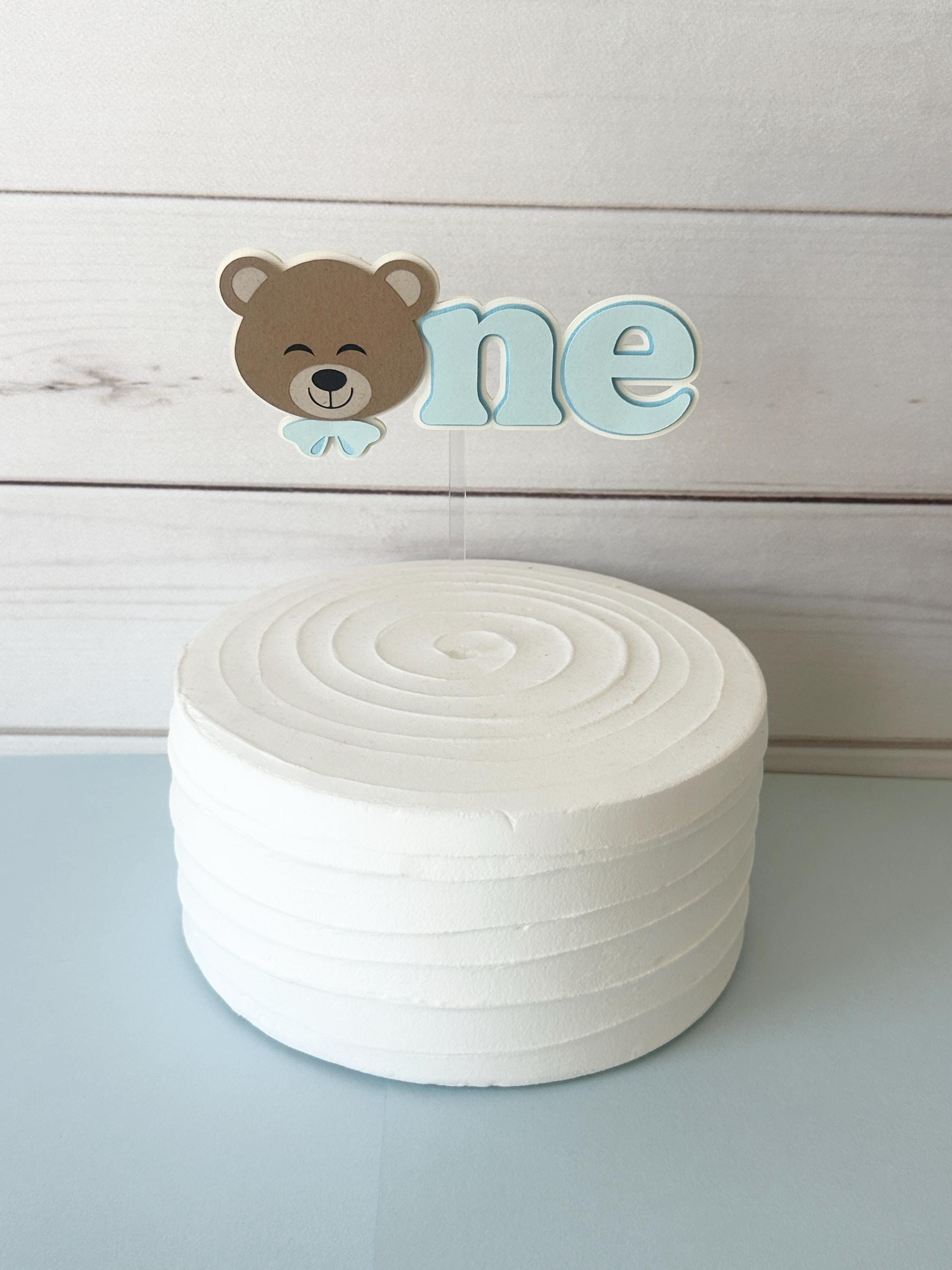 Bear One 1st Birthday Cake Topper - Adorable Teddy Bear Acrylic Decor For Forest Themed Parties & Photo Props