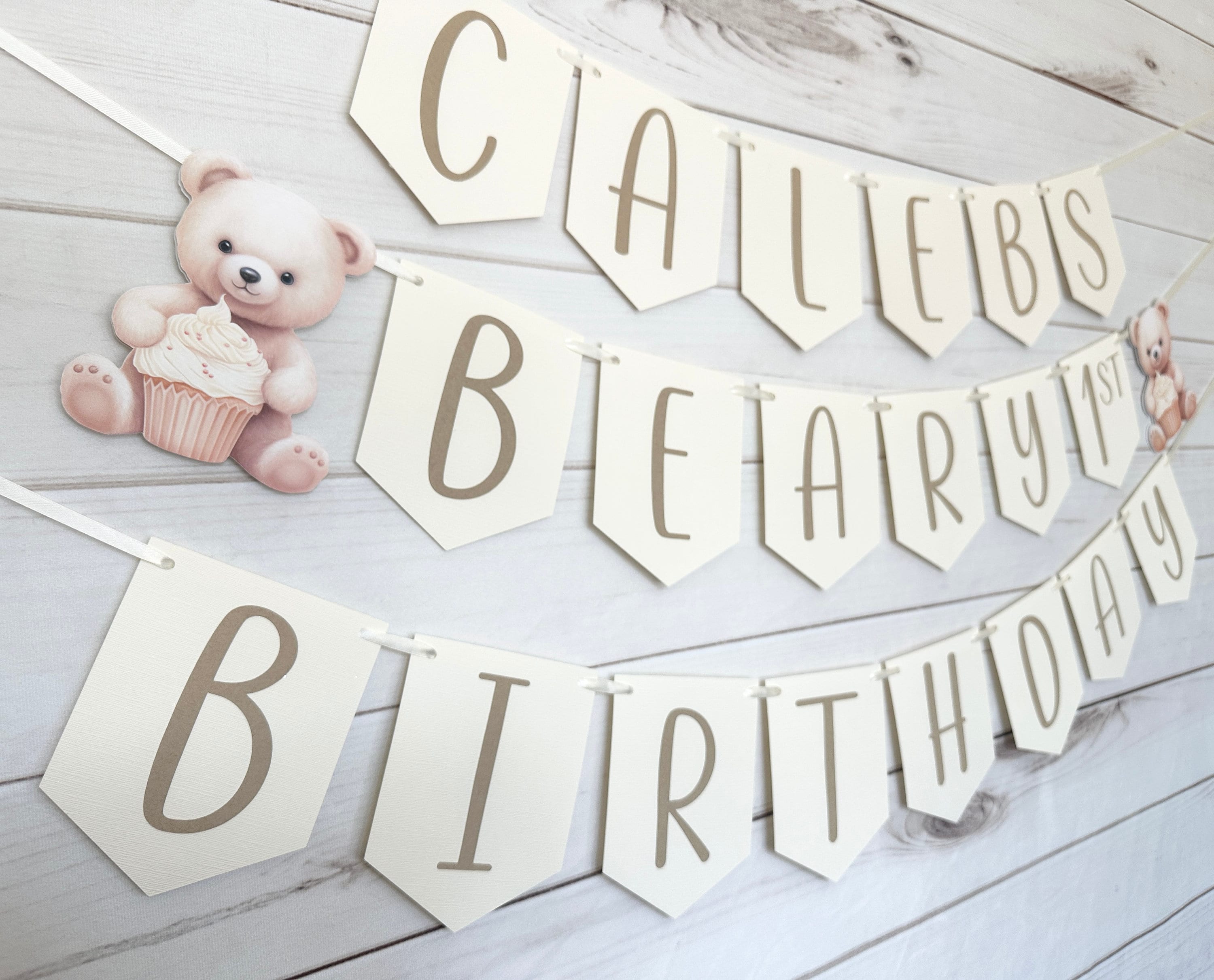 Beary First Birthday Banner Bear Decorations Bearly One Decorations ...