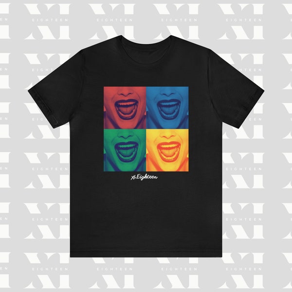 Smile Four Square Color Block T-Shirt, , Smiling 4 Colored Squared Tee, Pop Art Unisex Tee