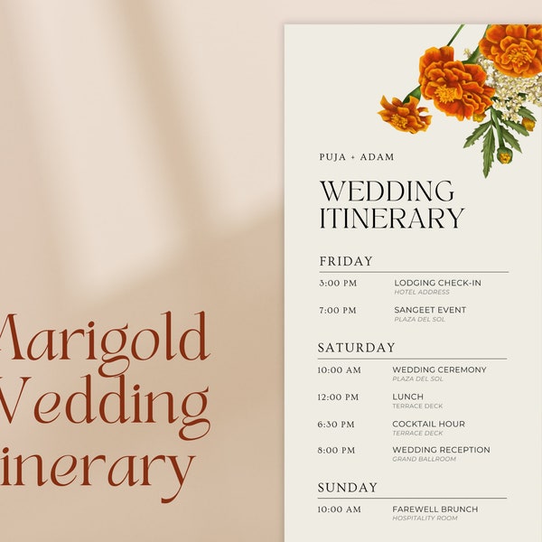 Marigold Wedding Itinerary