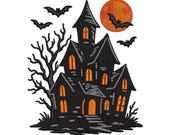 Haunted Home Machine Embroidery Design: Spooky Halloween Art (Digital File, 8 Formats, 6 Sizes!)