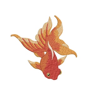 Goldfish Embroidery pattern Embroidery  Goldfish Machine Embroidery Adorable embroidered  Sweet animals design  Digital File  5 Sizes